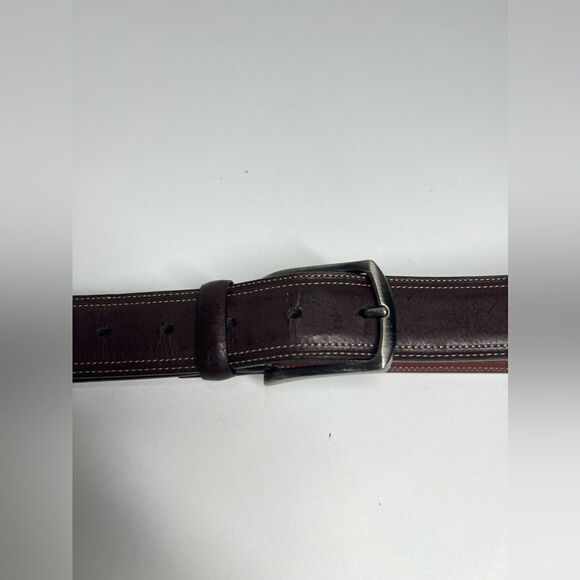 Perry Ellis Leather Belt Size 54 Brown - Picture 3 of 9